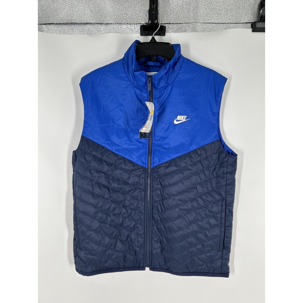 Nike Windrunner Puffer Vest Mens Small Blue Synthetic Fill Therma Fit FB8201-410